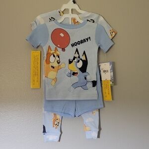 Bluey NWT Size 2T 2 Pair Pajamas Unisex Balloon Play Short & Long Set PJs